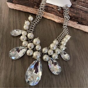 Large Crystal & Pearl Statement Necklace